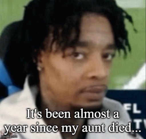 . | It's been almost a year since my aunt died... | made w/ Imgflip meme maker
