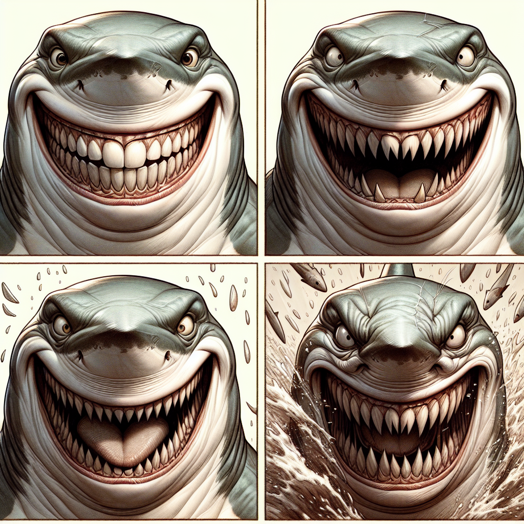shark laughing but then sudently stops laughing and gets mad Blank Meme Template
