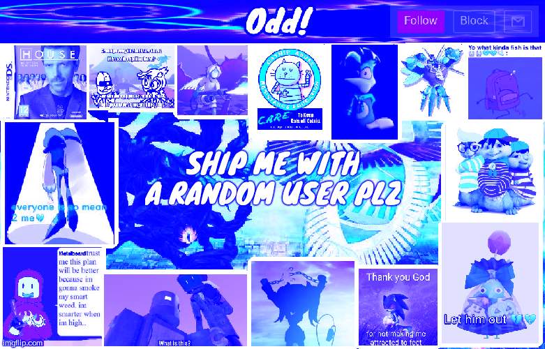 Odds horrible template | SHIP ME WITH A RANDOM USER PLZ | image tagged in odds horrible template | made w/ Imgflip meme maker