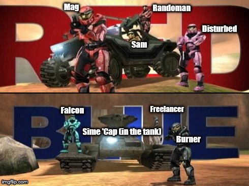 Mag Freelancer Burner Falcon Randoman Disturbed Sime 'Cap (in the tank) Sam | made w/ Imgflip meme maker