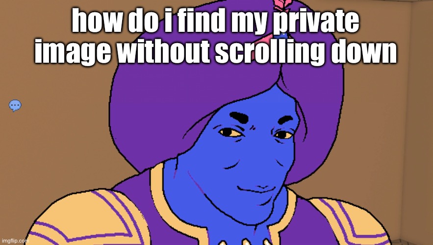 Flocci | how do i find my private image without scrolling down | image tagged in flocci | made w/ Imgflip meme maker