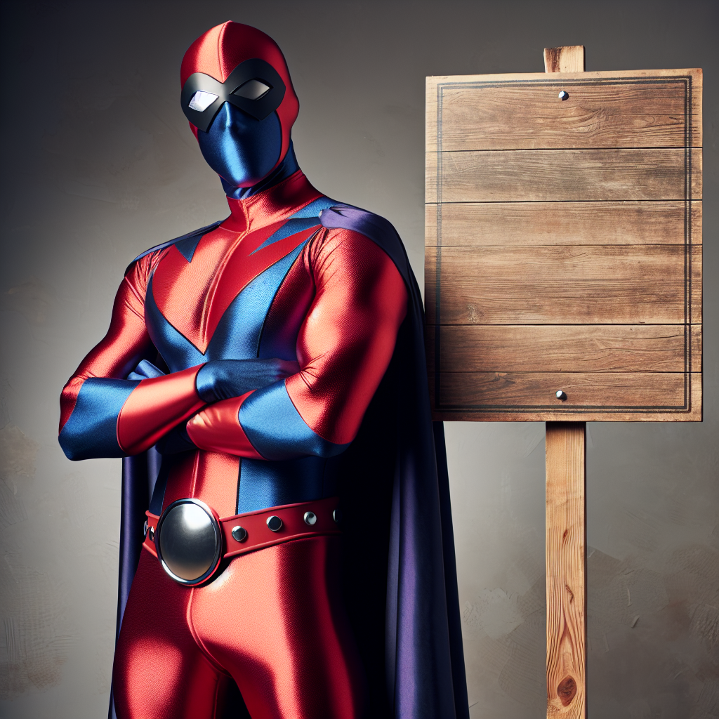 Superhero with a signboard Blank Meme Template
