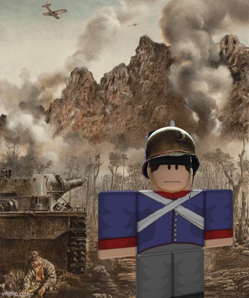 1000 Yard Stare but B&I | image tagged in 1000 yard stare background,blood and iron | made w/ Imgflip meme maker