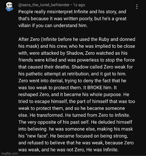 Little autism rant I went on about Infinite from Sonic Forces because he's one of my favorite characters | made w/ Imgflip meme maker