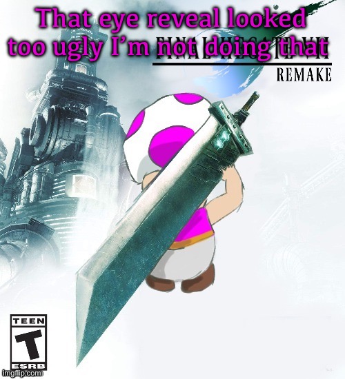 If you managed to catch it I’m sorry | That eye reveal looked too ugly I’m not doing that | image tagged in final hecate vii thank you disco | made w/ Imgflip meme maker