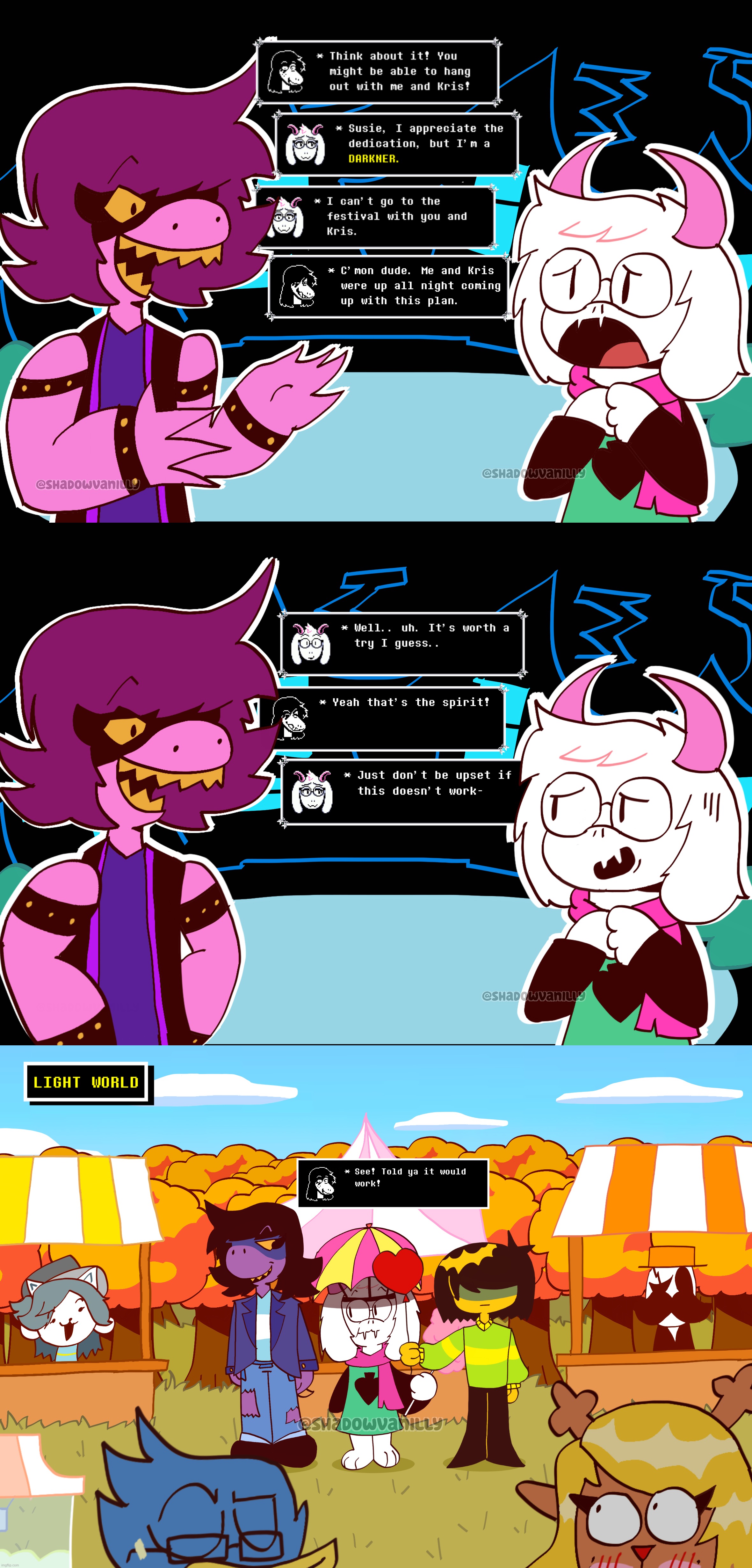 deltarune comic i made | image tagged in deltarune,susie,kris,ralsei | made w/ Imgflip meme maker