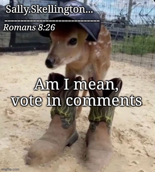 Sally's temp | Am I mean, vote in comments | image tagged in sally's temp | made w/ Imgflip meme maker