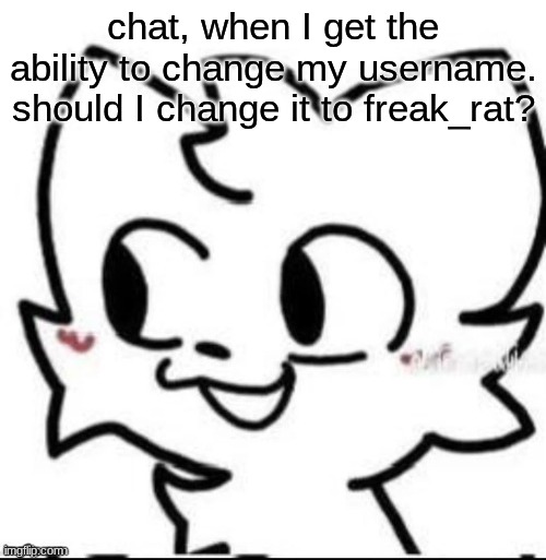 boykisser | chat, when I get the ability to change my username. should I change it to freak_rat? | image tagged in boykisser | made w/ Imgflip meme maker