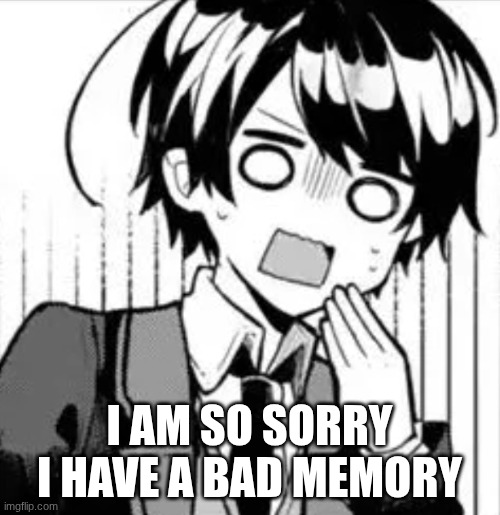 Shock! | I AM SO SORRY I HAVE A BAD MEMORY | image tagged in shock | made w/ Imgflip meme maker