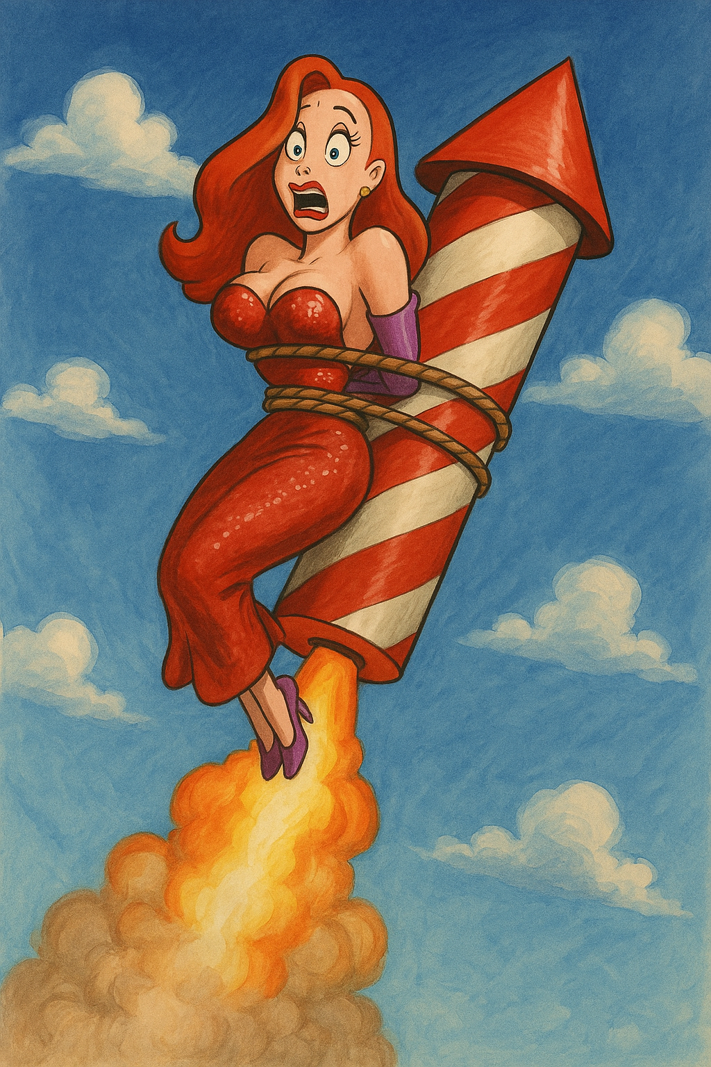 Jessica Rabbit flying Blank Meme Template