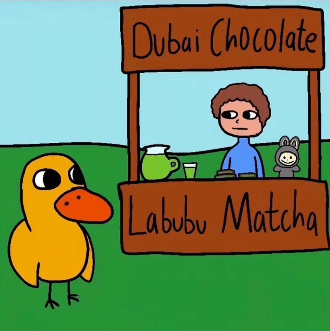 Dubai Chocolate Labubu Matcha Stand Blank Meme Template