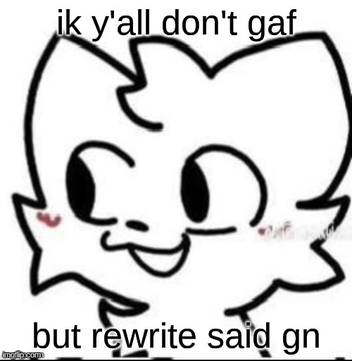 boykisser | ik y'all don't gaf; but rewrite said gn | image tagged in boykisser | made w/ Imgflip meme maker