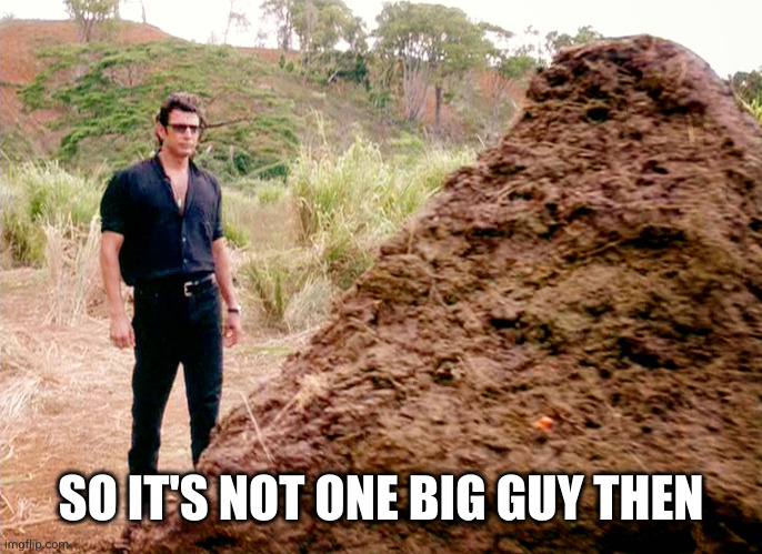 Memes, Poop, Jurassic Park | SO IT'S NOT ONE BIG GUY THEN | image tagged in memes poop jurassic park | made w/ Imgflip meme maker