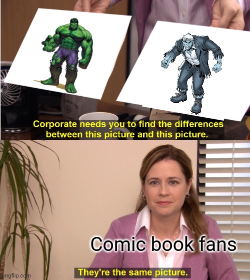 They're The Same Picture Meme | Comic book fans | image tagged in memes,they're the same picture,hulk,solomon grundy,marvel,dc comics | made w/ Imgflip meme maker