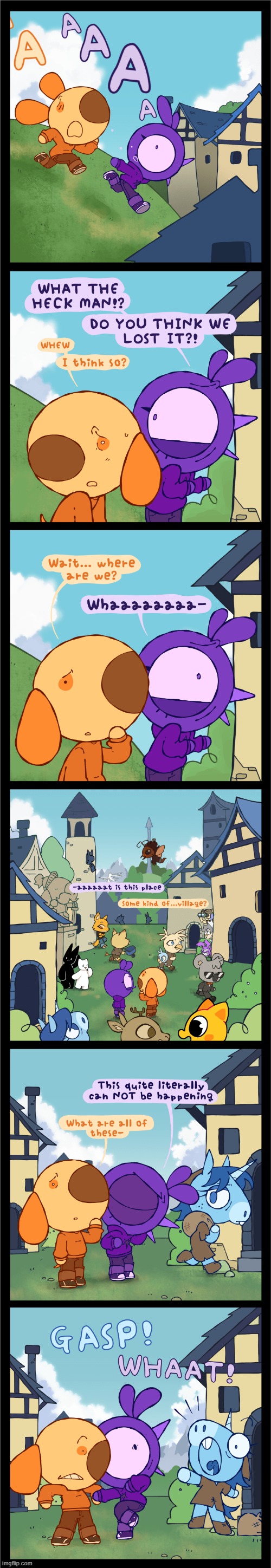 image tagged in bird,dog,running,village,villagers,unicorn | made w/ Imgflip meme maker