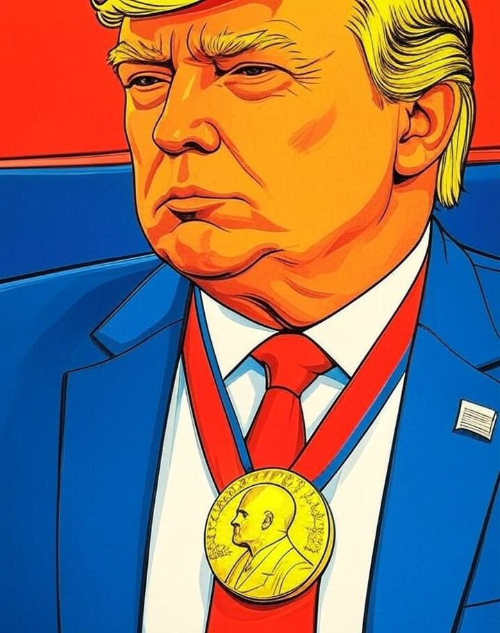 Donald Trump Big Daddy Nobel Peace Prize poster drawing Blank Meme Template