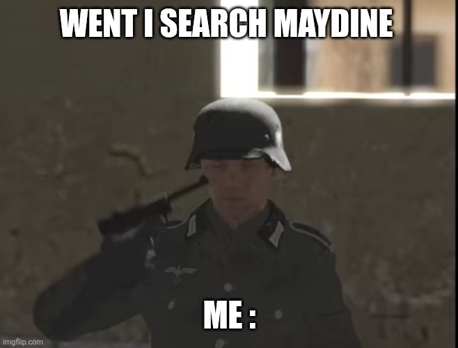 Things I shouldn't search | WENT I SEARCH MAYDINE; ME : | image tagged in hans suicide | made w/ Imgflip meme maker