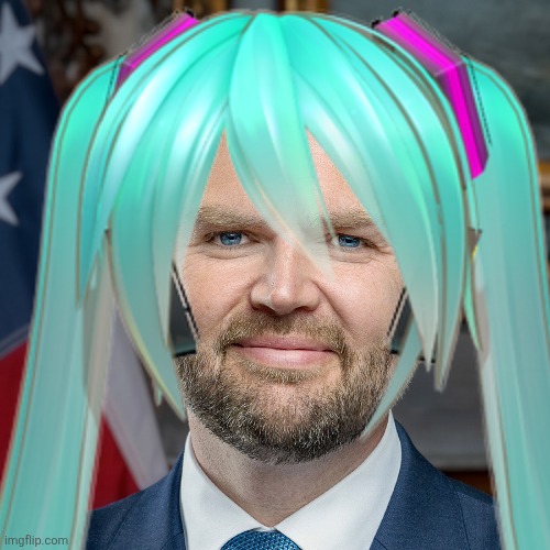 JDsune Vanceku | image tagged in memes,hatsune miku,jd vance,msmg,anime,funny | made w/ Imgflip meme maker
