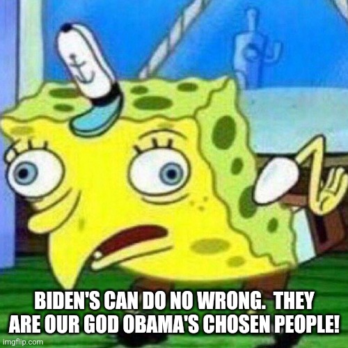 triggerpaul | BIDEN'S CAN DO NO WRONG.  THEY ARE OUR GOD OBAMA'S CHOSEN PEOPLE! | image tagged in triggerpaul | made w/ Imgflip meme maker