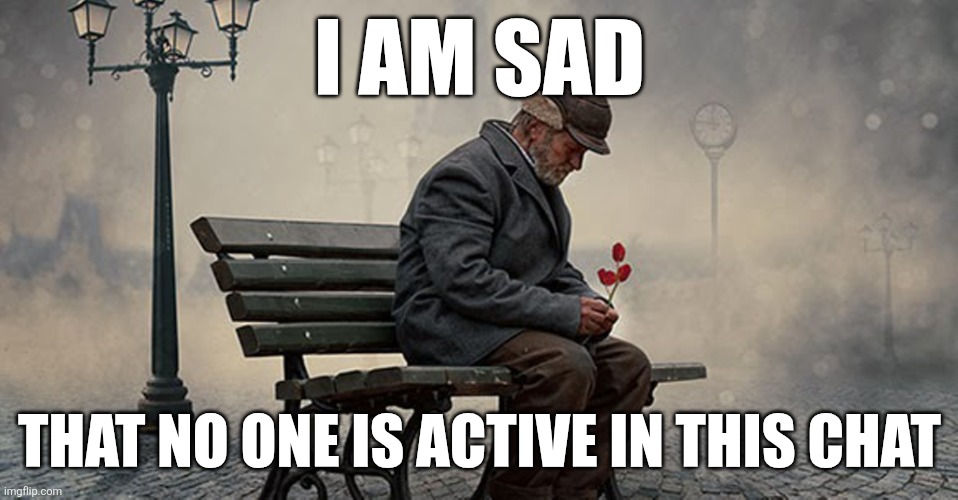 Sad | I AM SAD; THAT NO ONE IS ACTIVE IN THIS CHAT | image tagged in bittersweet memories | made w/ Imgflip meme maker