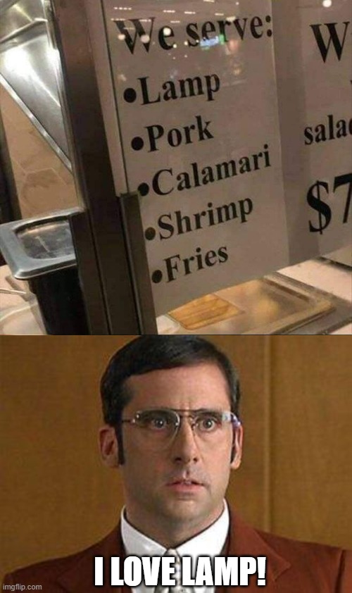 Menu | I LOVE LAMP! | image tagged in i love lamp,you had one job | made w/ Imgflip meme maker