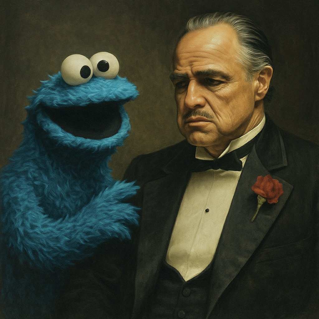 Cookie Monster and the Godfather Blank Meme Template