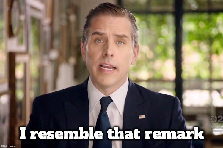 Hunter Biden | I resemble that remark | image tagged in hunter biden | made w/ Imgflip meme maker