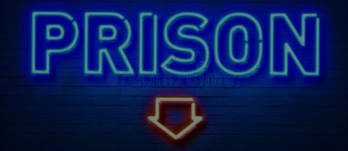 neon prison sign Blank Meme Template