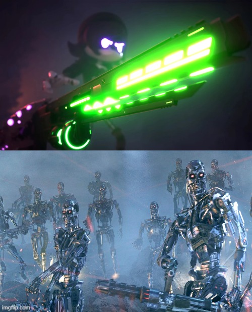 Uzi Doorman prepares to fight Skynet's machine army | image tagged in crossover,fight | made w/ Imgflip meme maker