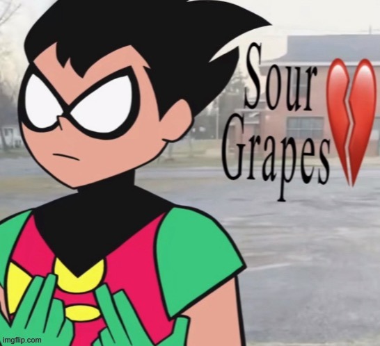 Robin Sour Grapes | image tagged in robin sour grapes | made w/ Imgflip meme maker