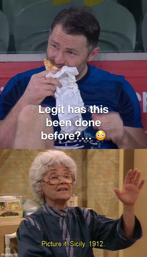 Post game pie | image tagged in picture it sicily 1912,pie,game,player,athletes | made w/ Imgflip meme maker