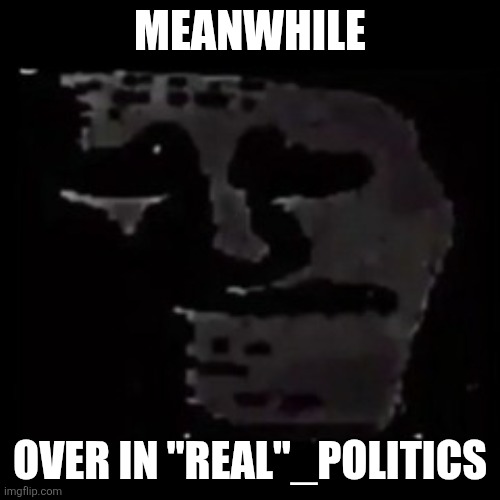 sad trollge | MEANWHILE OVER IN "REAL"_POLITICS | image tagged in sad trollge | made w/ Imgflip meme maker