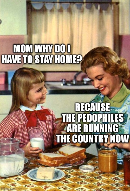 Trump is a pedo | MOM WHY DO I HAVE TO STAY HOME? BECAUSE THE PEDOPHILES ARE RUNNING THE COUNTRY NOW | image tagged in donald trump,republicans,conservatives,gop,maga,right wing | made w/ Imgflip meme maker