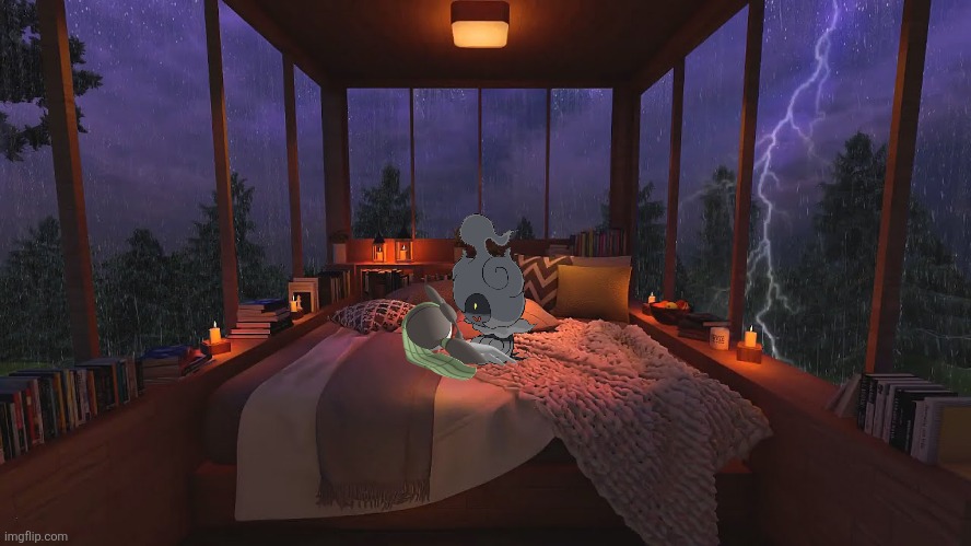 Sleeping through the storm.mp3 | image tagged in kage,melody,kage and melody | made w/ Imgflip meme maker