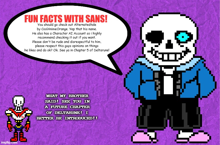 Sans promotes Alternatedtale Blank Meme Template