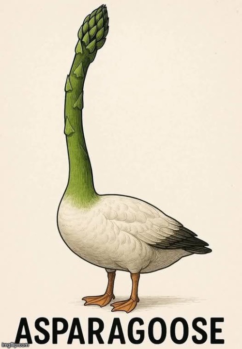 Asparagoose | image tagged in goose,asparagus | made w/ Imgflip meme maker