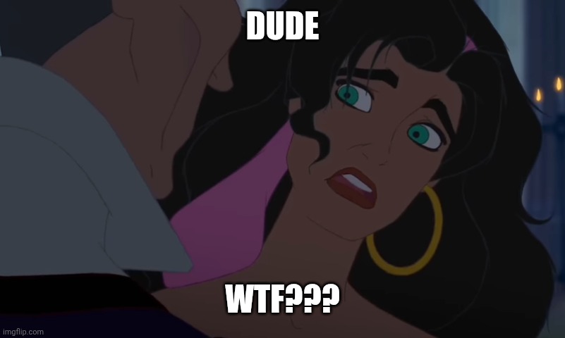 Disgusted Esmeralda | DUDE; WTF??? | image tagged in funny | made w/ Imgflip meme maker