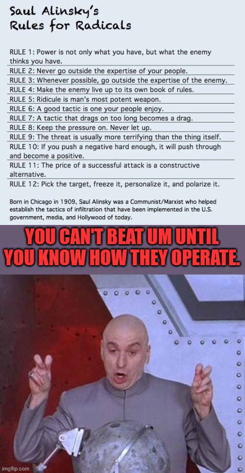 YOU CAN'T BEAT UM UNTIL YOU KNOW HOW THEY OPERATE. | image tagged in memes,dr evil laser | made w/ Imgflip meme maker