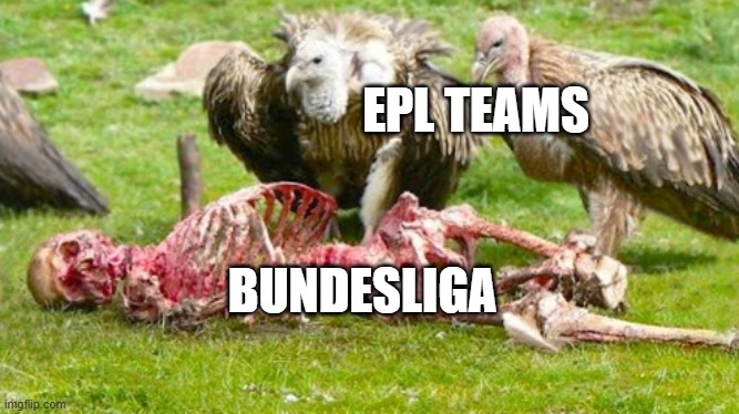 Feasting on the body of | EPL TEAMS; BUNDESLIGA | image tagged in feasting on the body of | made w/ Imgflip meme maker