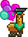 Professor Llama with balloons grab Meme Template
