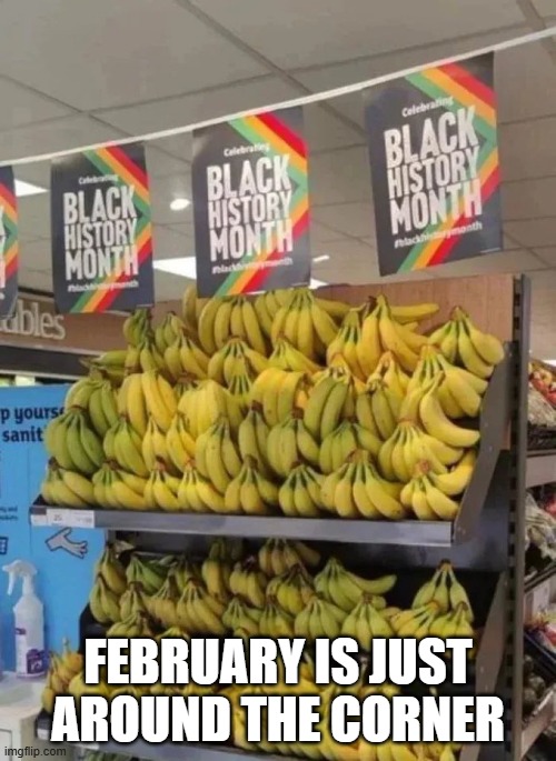 Black History Month | FEBRUARY IS JUST AROUND THE CORNER | image tagged in dark humor | made w/ Imgflip meme maker