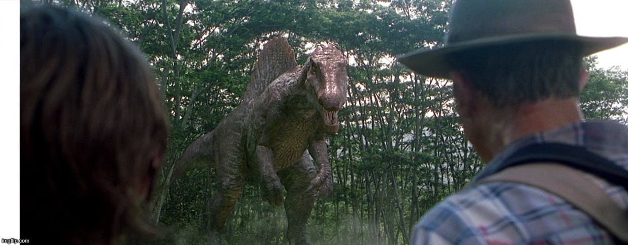 Spinosaurus alleyway | image tagged in spinosaurus alleyway | made w/ Imgflip meme maker