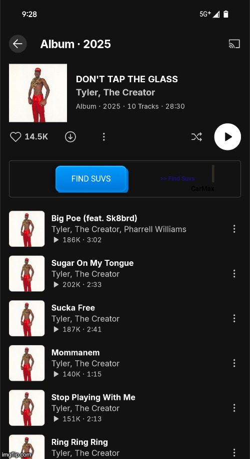 Tyler's new album | image tagged in tyler the creator,tyler,don't tap the glass,rap,music | made w/ Imgflip meme maker