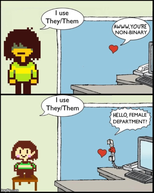 the community always makes chara female for some reason | made w/ Imgflip meme maker