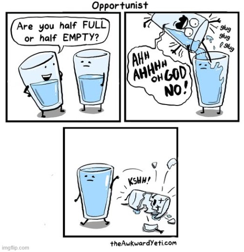 Ded | image tagged in glass,water,empty,full,pour,dead | made w/ Imgflip meme maker