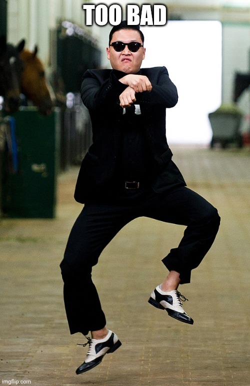 Gangnam style | TOO BAD | image tagged in gangnam style | made w/ Imgflip meme maker