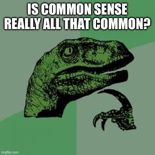 Is it tho? | IS COMMON SENSE REALLY ALL THAT COMMON? | image tagged in memes,philosoraptor | made w/ Imgflip meme maker