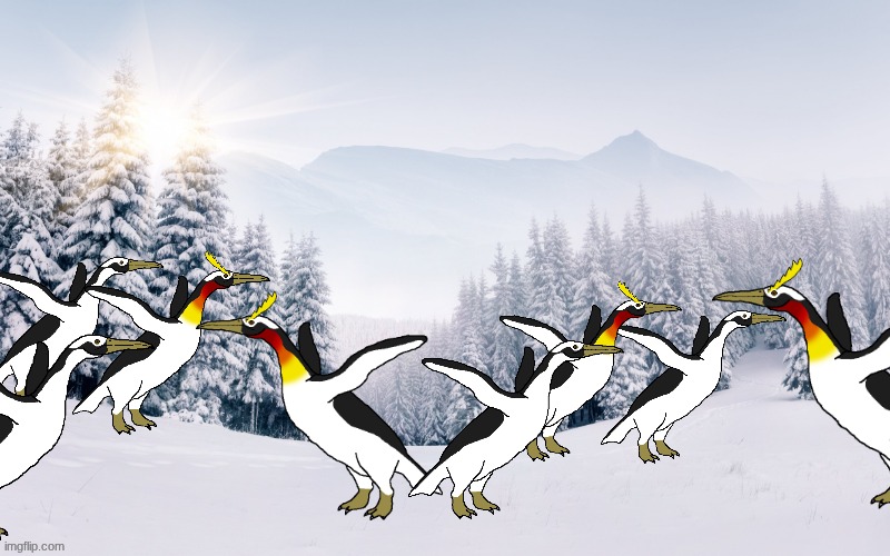 A colony of Kumimanu.mp3 | image tagged in isla phanero,eoiverse,paleoverse | made w/ Imgflip meme maker