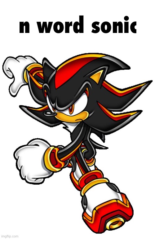 Shadow the hedgehog | n word sonic | image tagged in shadow the hedgehog | made w/ Imgflip meme maker