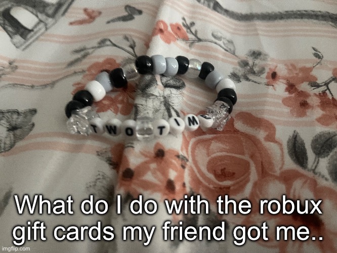 What do I do with the robux gift cards my friend got me.. | made w/ Imgflip meme maker
